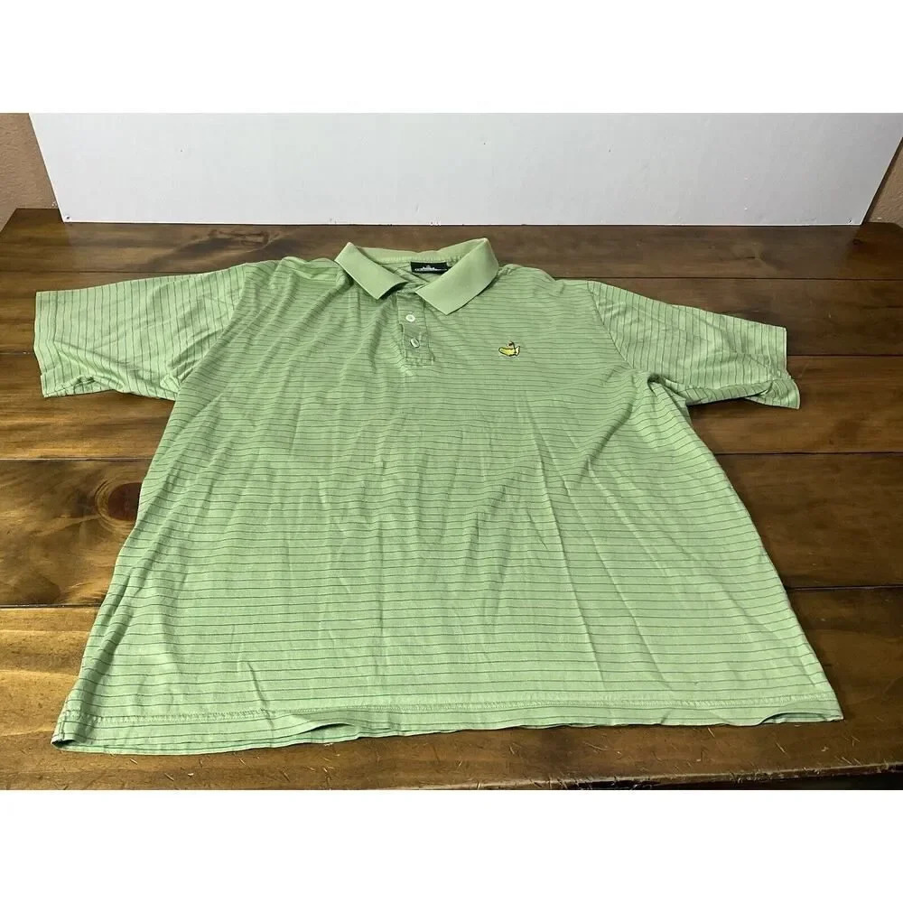 Clubhouse Collection Masters Mens Size XL Green Striped Golf Short Sleeve Polo